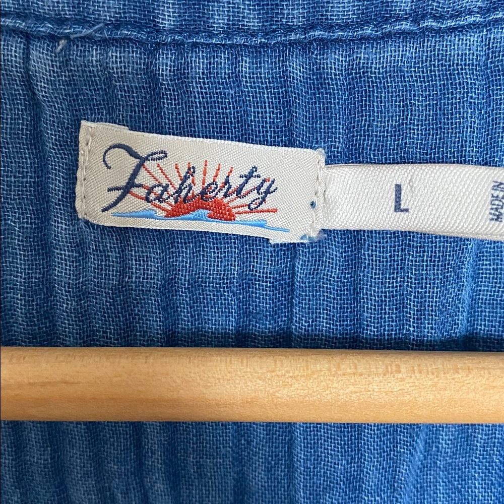 Faherty Blue Button-Down Tunic - Picture 2 of 3